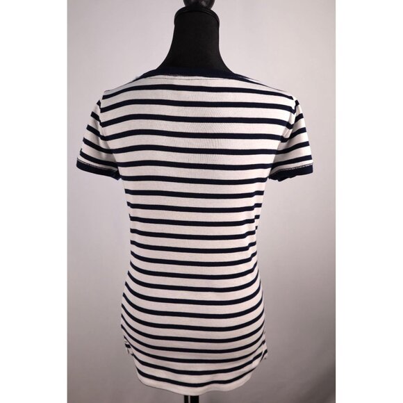 Lauren Ralph Lauren Women's Navy & White Striped T-Shirt Size Small - Picture 3 of 13